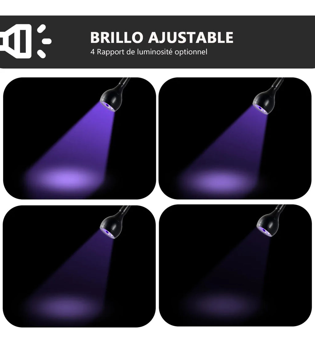 5W UV LED Nail Lamp with Flexible Gooseneck & Clip, USB Gel Nail Dryer for Home Manicure